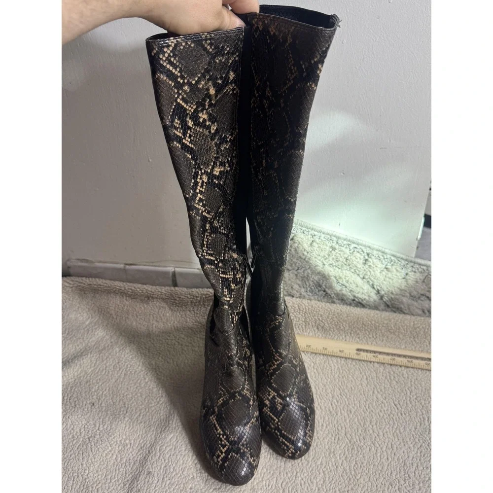Circus Sam Edelman Boots Womens Size 6.5M Brown Snake Print Clarimont Block Heel